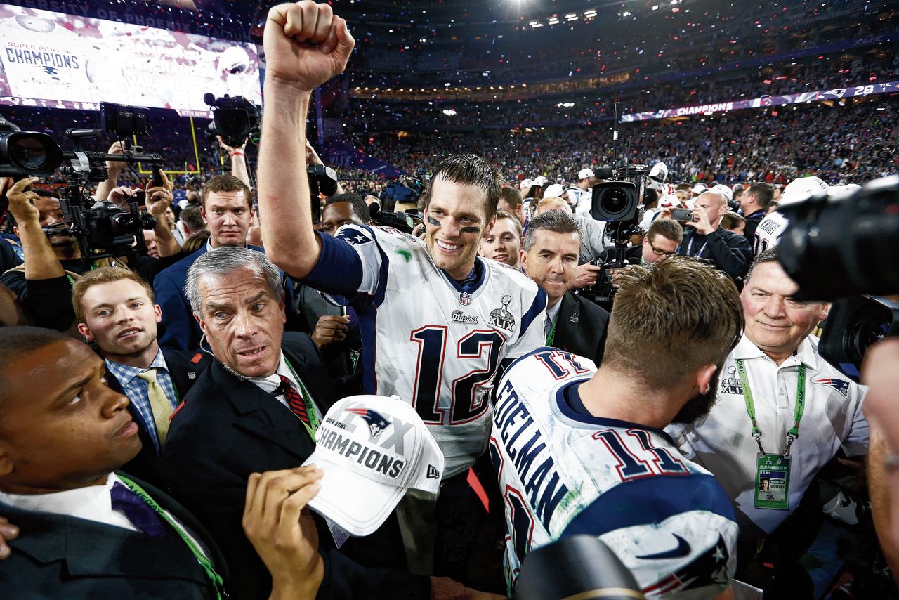 Tom Brady, hier in 2015, won zeven keer de Super Bowl in 22 seizoenen National Football League.