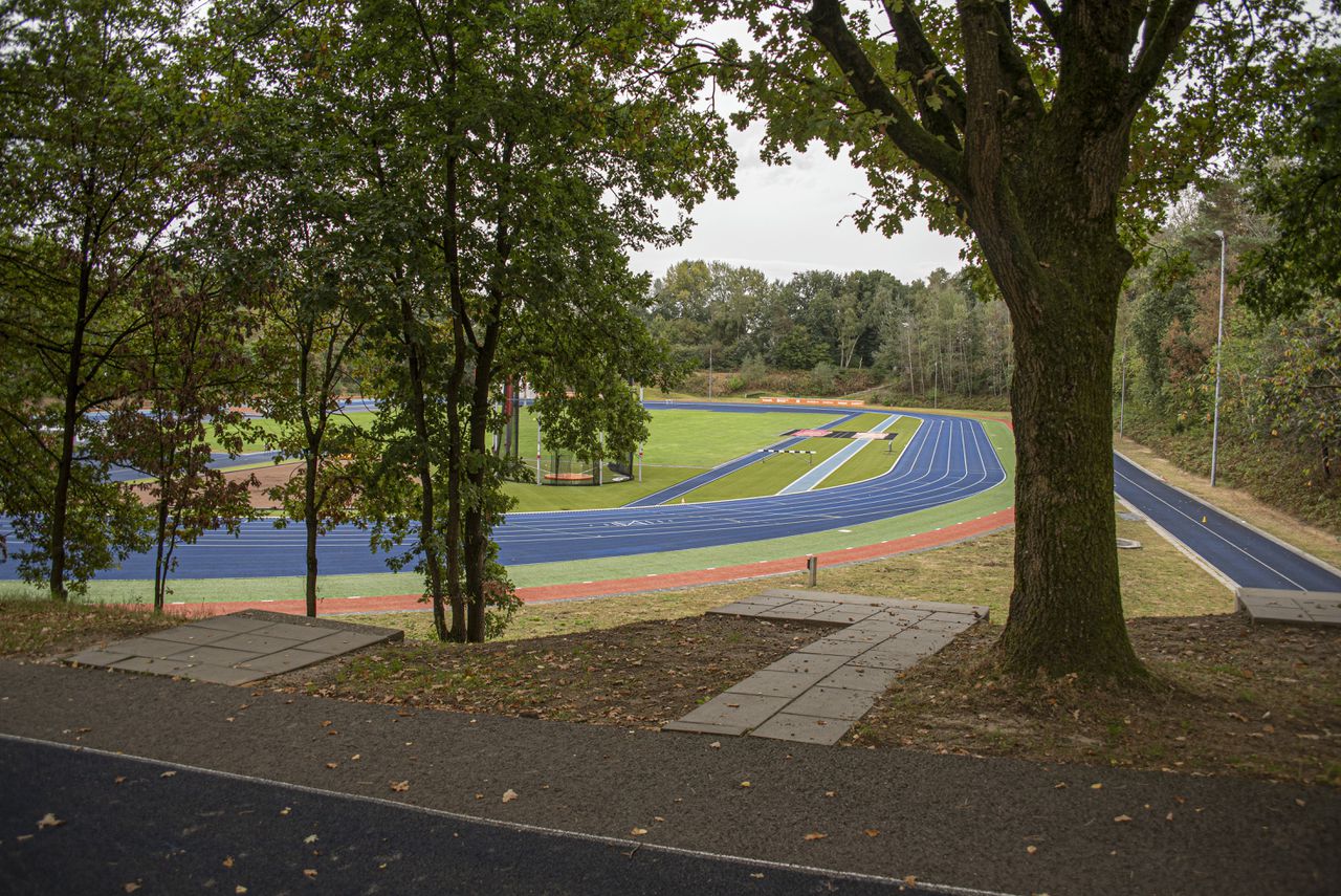De atletiekbaan op nationaal sportcentrum Papendal.
