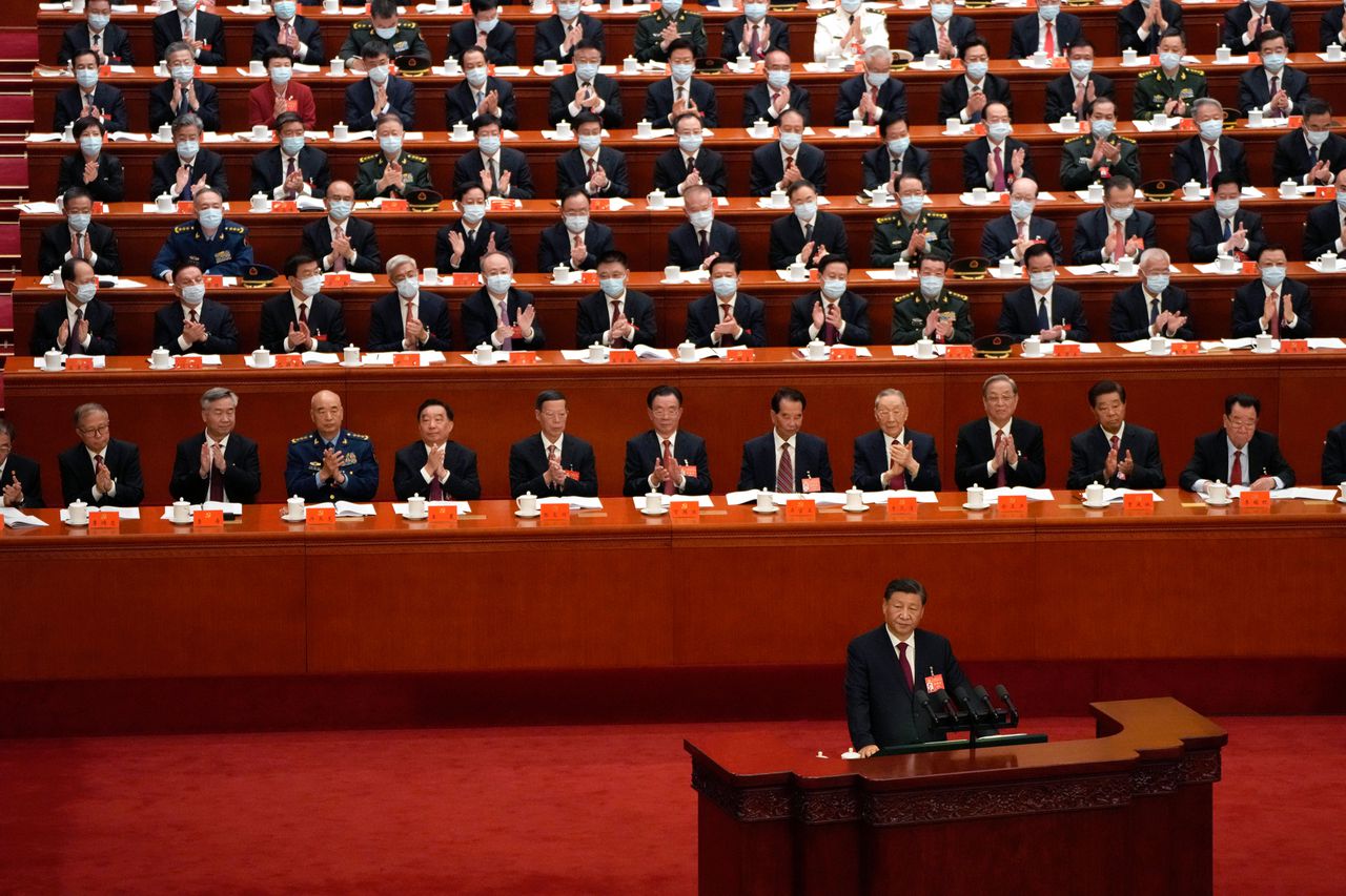 Applaus voor Xi Jinping bij het toespreken van het 20ste Congres van de Communistische Partij afgelopen week.
