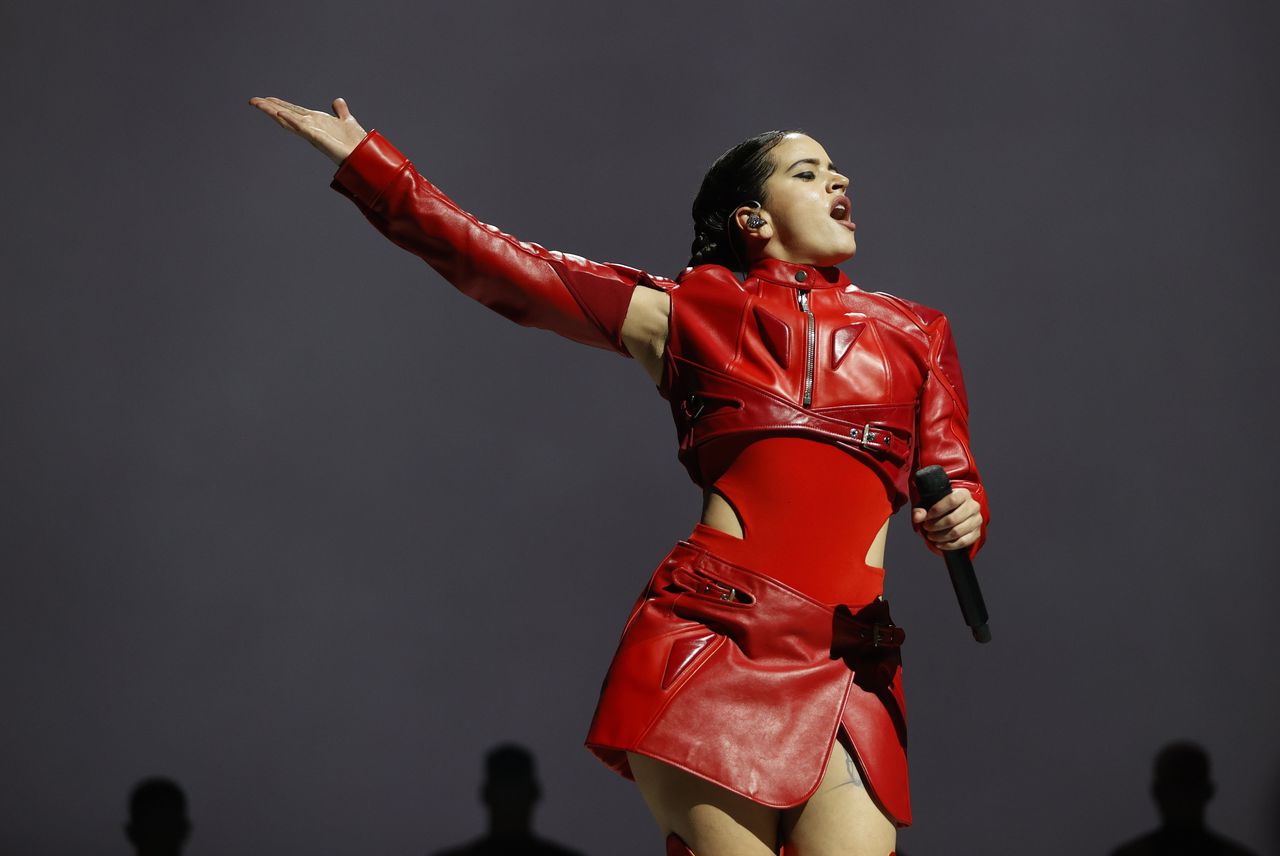 Rosalía tijdens een optreden van de Motomami-tour in Madrid deze zomer.