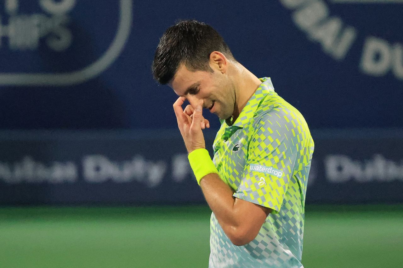Novak Djokovic vorige week tijdens een ATP-toernooi in Dubai, waar hij in de halve finale verloor van de Rus Daniil Medvedev.
