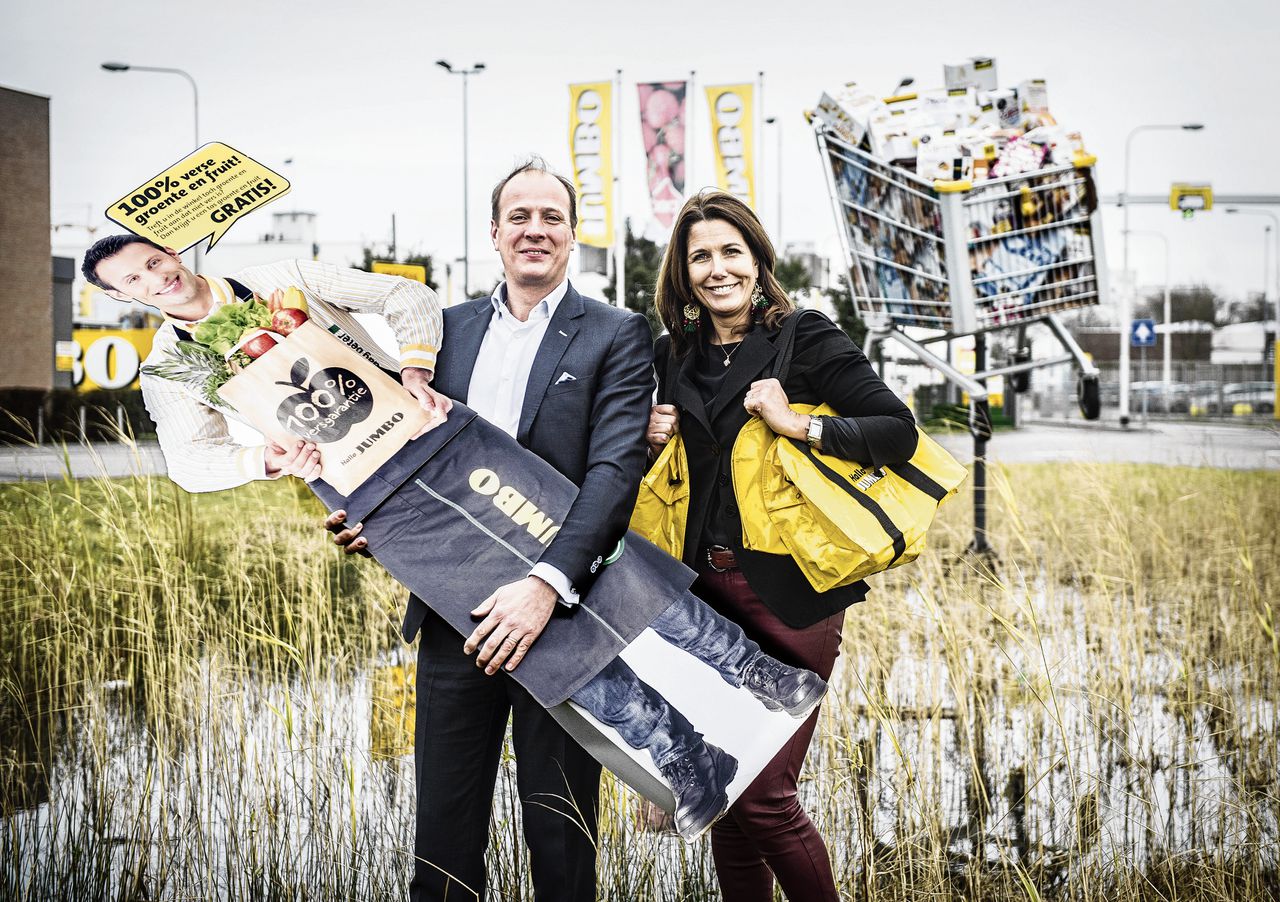 Toenmalig Jumbo-directeur Frits van Eerd en zijn zus en medebestuurder Colette van Eerd, in 2014.