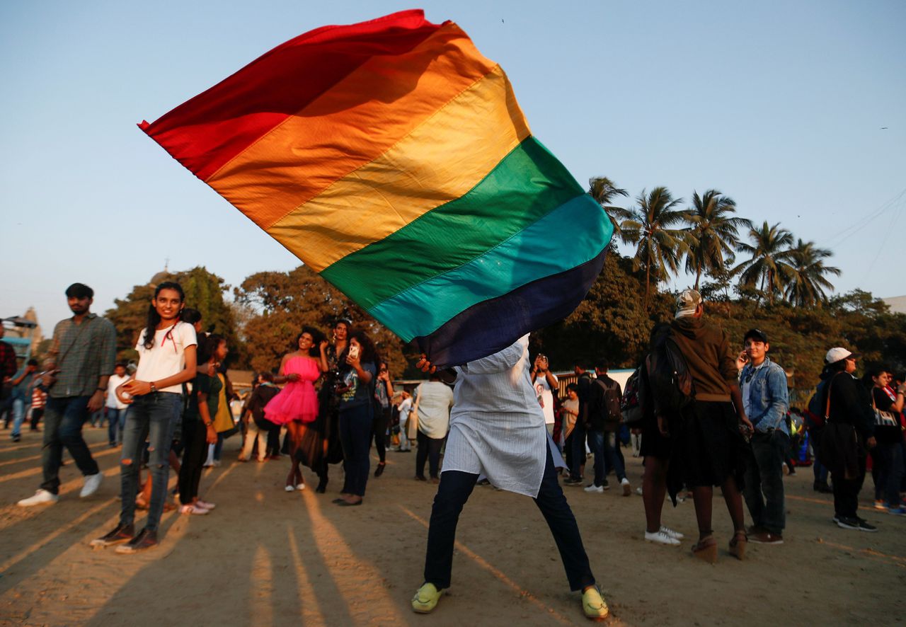 De Queer Azadi Pride in Mumbai, in februari 2020. In 2018 werd homoseksualiteit in India gedecriminaliseerd. Nu hopen koppels van hetzelfde geslacht dat het hooggerechtshof hen toestaat te trouwen.