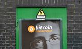 Een poster voor het Bitcoin Festival Amsterdam, dat vorige maand plaatsvond. Klokkenluider <strong>Edward Snowden</strong> was – via een videoverbinding – een van de sprekers. 