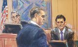 FTX-oprichter Sam Bankman-Fried wordt ondervraagd door zijn advocaat Mark Cohen in de rechtbank in New York. 