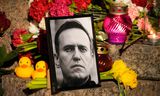 Eerbetoon in Sint Petersburg aan de Russische oppositieleider Aleksej Navalny, die op 16 februari in gevangenschap overleed.